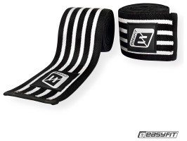 Бинт для присідань EasyFit фіксатор колінного суглоба (чорно-білий)