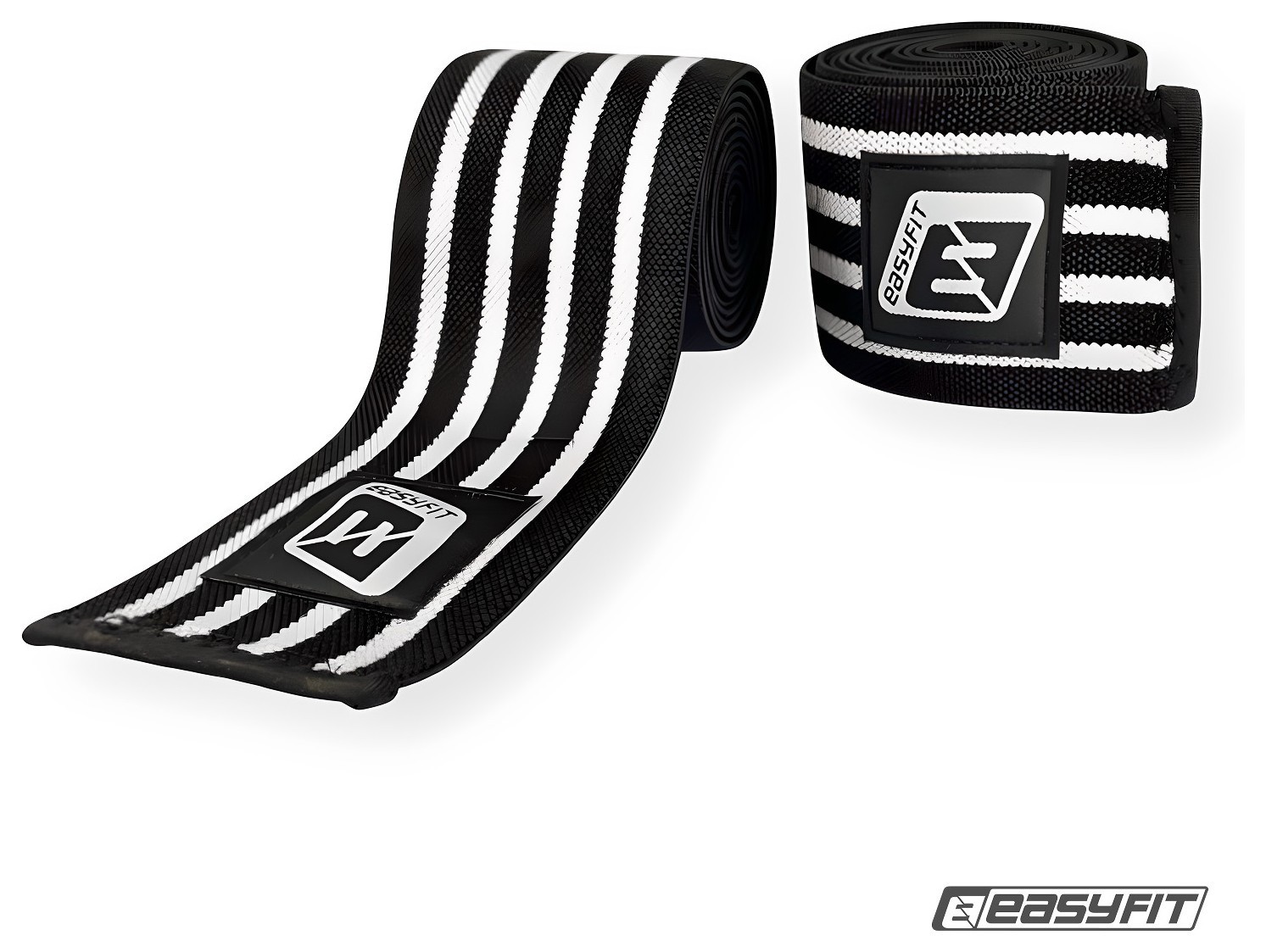 Бинт для присідань EasyFit фіксатор колінного суглоба (чорно-білий) EFIT_EF-0065-GY
