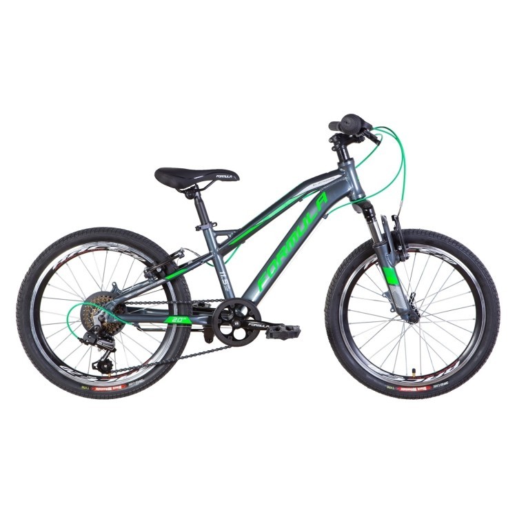 Велосипед AL 20" Formula BLACKWOOD AM Vbr рама- 2022 (темно-серебристый с зеленым) OPS-FR-20-087