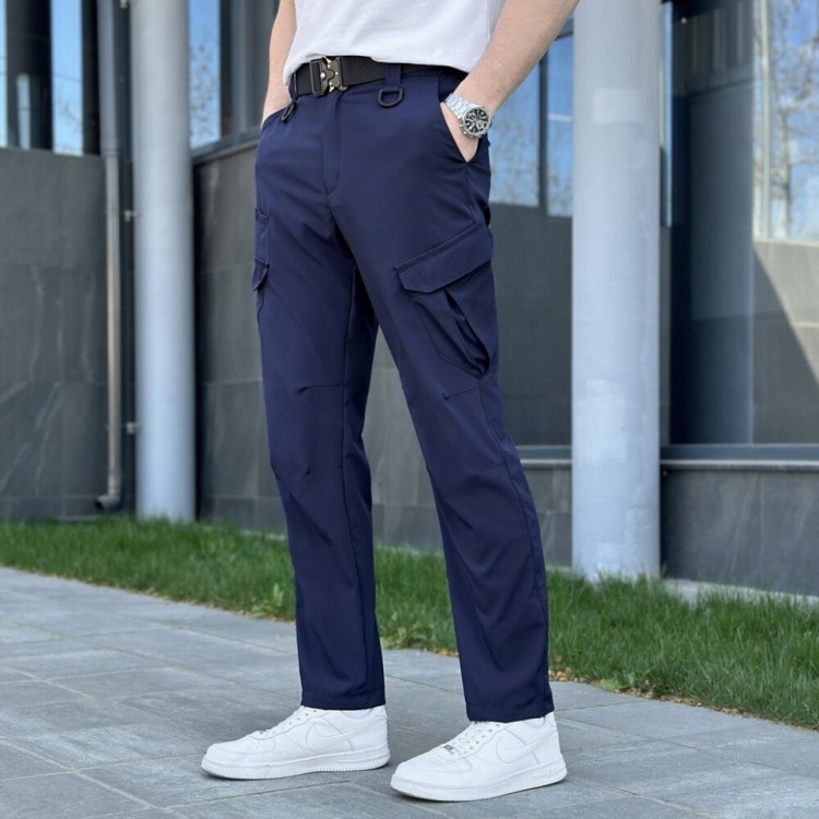 Штани карго чоловічі весняні з кишенями темно-сині Pobedov Tactical Soft POB_00000005155