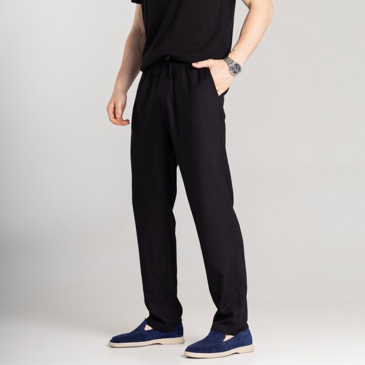 Чоловічі лляні штани вільного крою чорні Pobedov Chill POB_00000005251