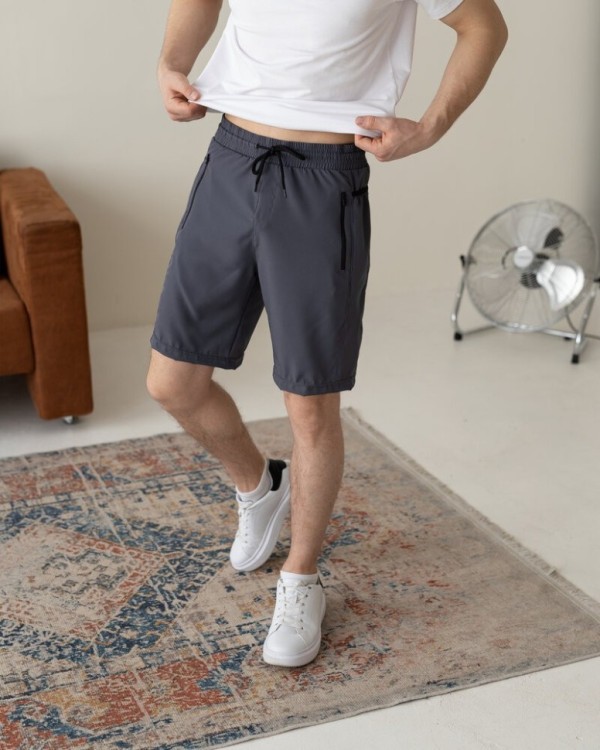 Темно-сірі чоловічі шорти прямого крою Pobedov Vil'nyy POB_00000008623