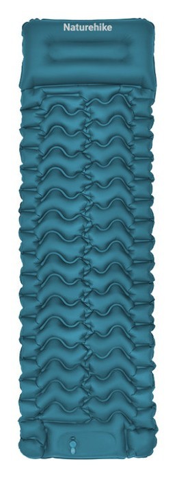 Матрац туристичний надувний одномісний  Naturehike CNK2550WS019, 200х60х6.5 см, синій із вбудованою помпою для надування FNR_6977465869661