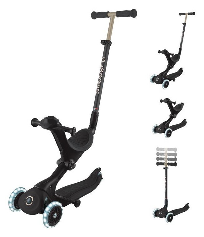 Самокат GLOBBER серии GO UP DELUXE LIGHTS 5в1 черный, колеса с подсветкой 20/50кг. DWT_646-720-2