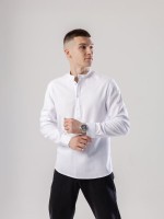 Лляна сорочка з довгим рукавом casual Pobedov Exlnt. Біла сорочка чоловіча