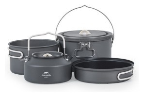 Набір посуду (каструля, казанок, сковорідка, чайник) Naturehike CNH22CJ002, алюміній