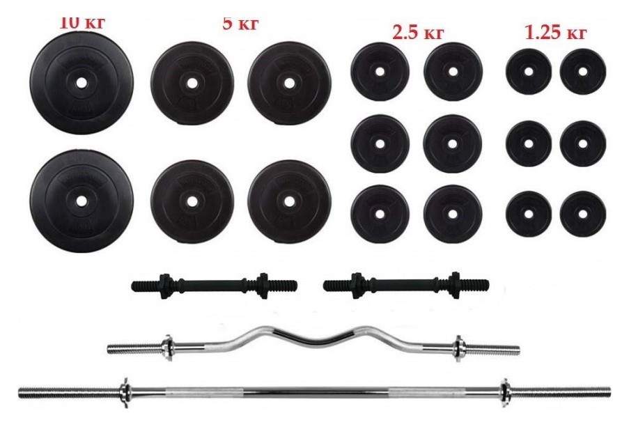 Две штанги 67 кг с гантелями RN-Sport RNS_67х4gr