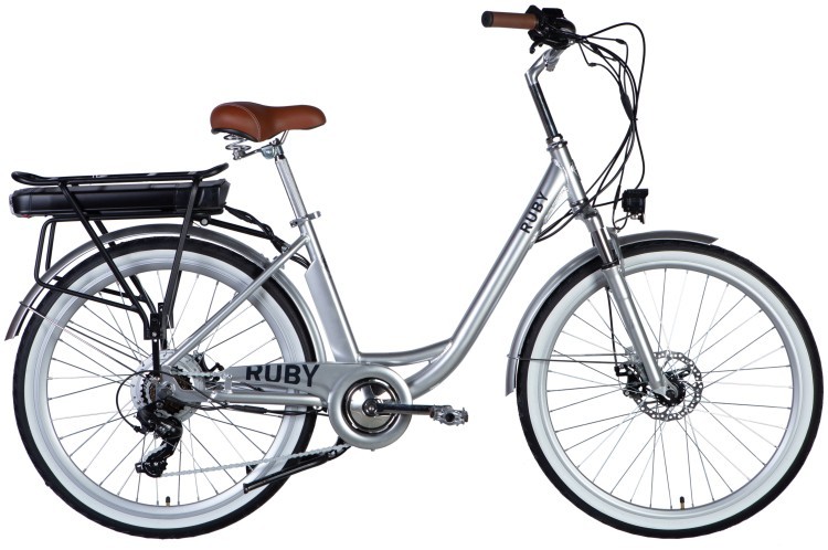 Велосипед с электроприводом 26" AL Dorozhnik eRUBY DD FR рама-17" 36B 12.5А*ч 500Вт светло-серый YS 2425 2025 ELB-D-26-240