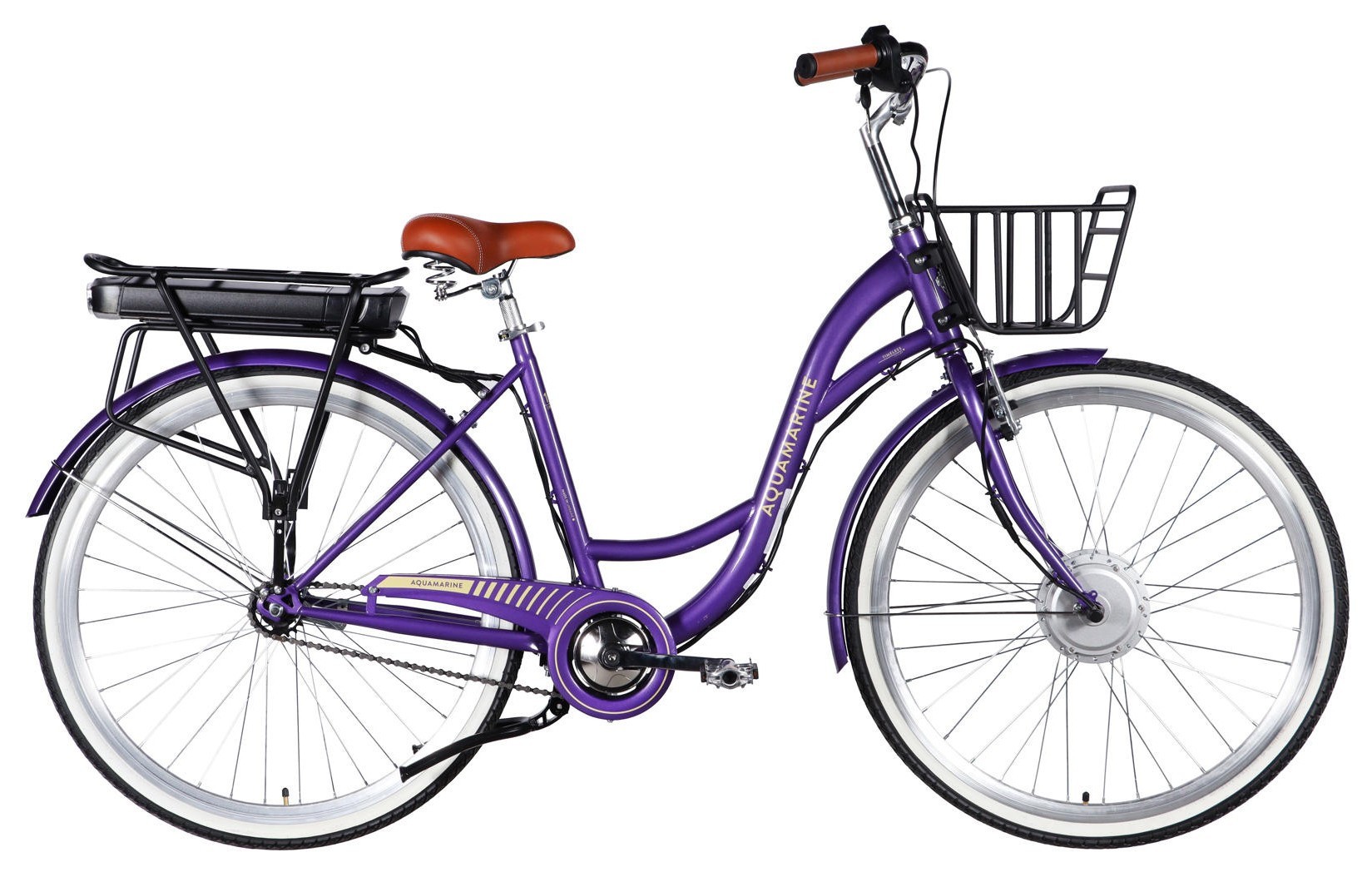 Велосипед з електроприводом 28" ST Dorozhnik eAQUAMARINE BH рама-19" 36B 13А*г 500Вт фіолетовий з кошиком 2026 ELB-D-28-108