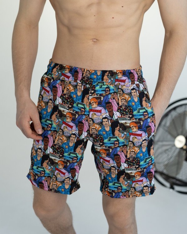 Чоловічі пляжні шорти із принтом блакитні Pobedov Vocation GTA POB_00000008672