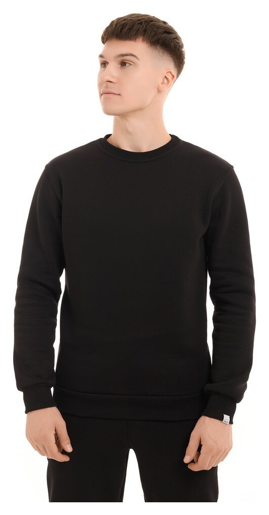 Світшот чоловічий однотонний чорний Pobedov 007 ЗИМА POB_00000000687