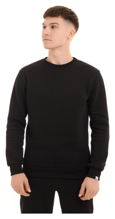 Світшот чоловічий однотонний чорний Pobedov 007 ЗИМА POB_00000000684