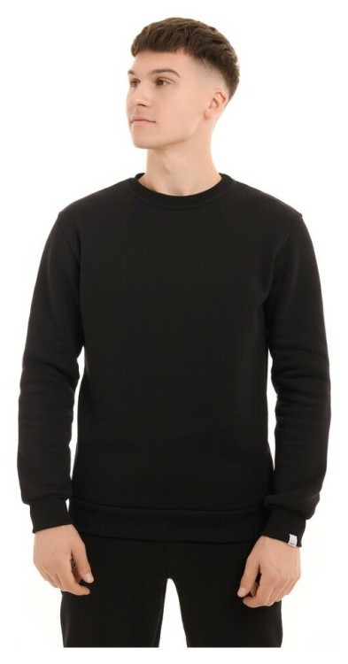 Світшот чоловічий однотонний чорний Pobedov 007 ЗИМА POB_00000000674