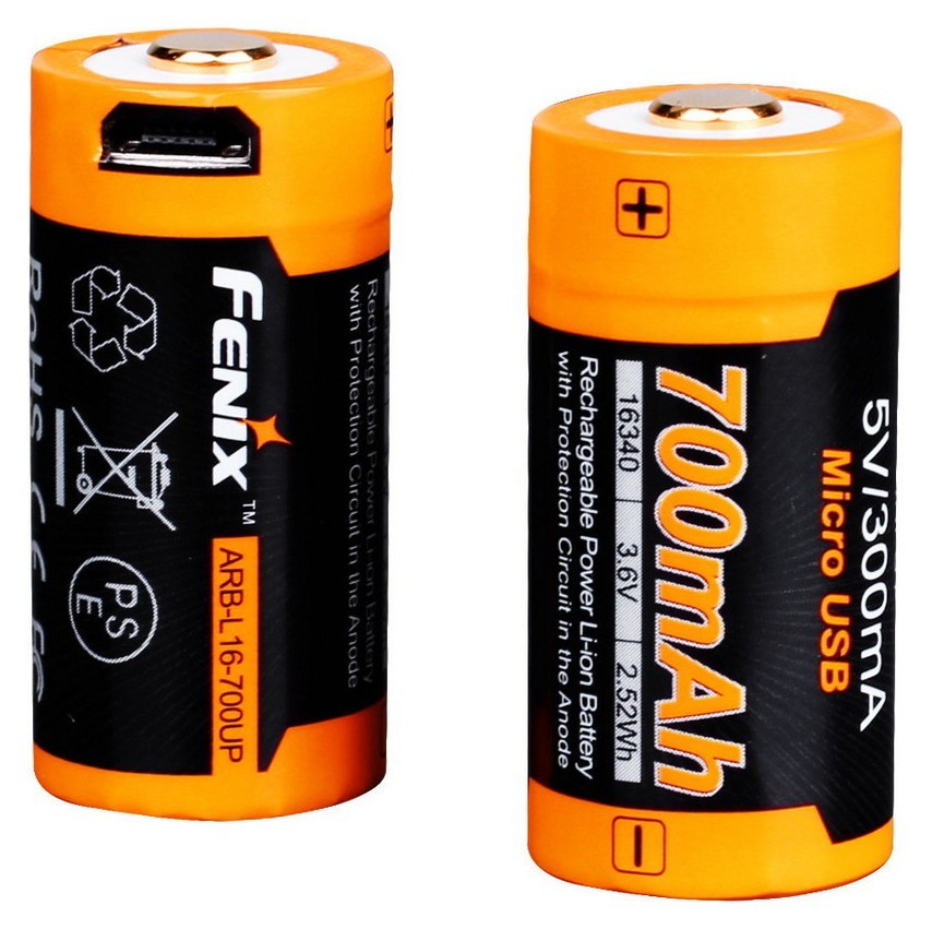 Акумулятор 16340 Fenix 700 UP mAh Li-ion micro usb зарядка FNR_ARB-L16-700UP