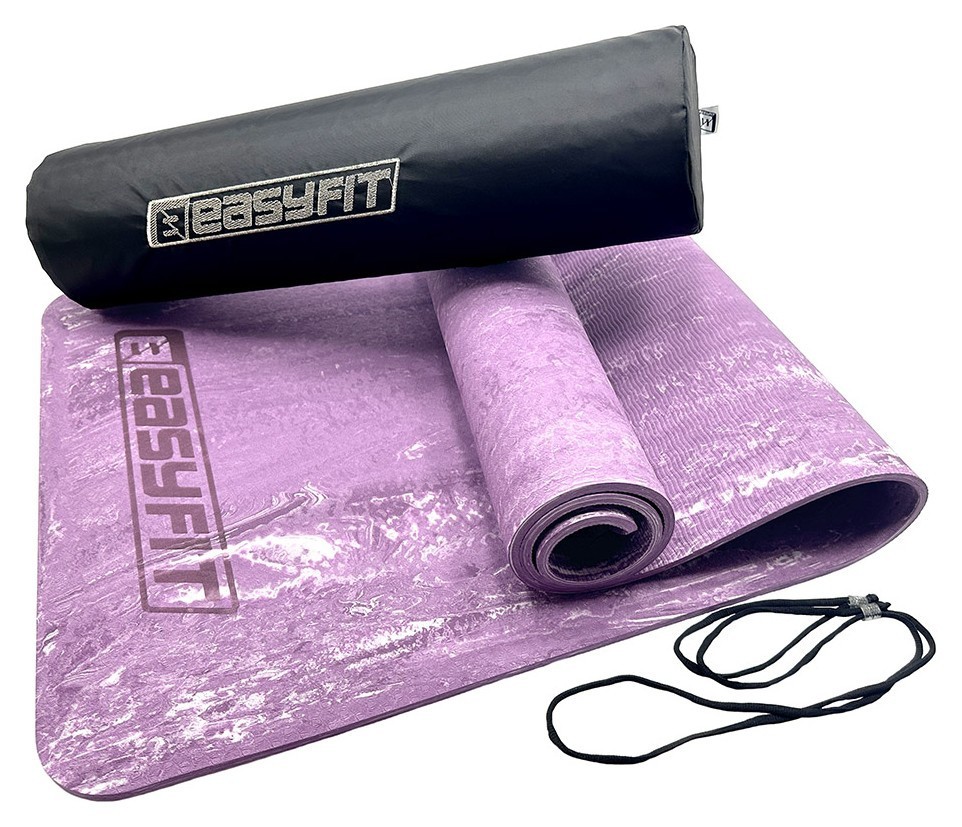 Килимок для йоги та фітнеса EasyFit PER Premium Mat 8 мм + Чохол фіолетовий EFIT_EF-1930s-1-V