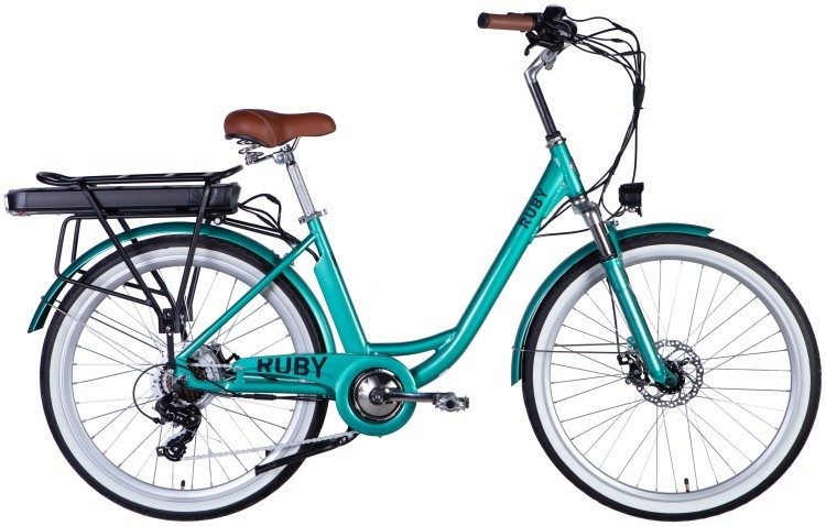 Велосипед з електроприводом 26" AL Dorozhnik eRUBY DD FR рама-17" 36B 17.5А*г 500Вт бірюзовий YS 2260 2025 ELB-D-26-241