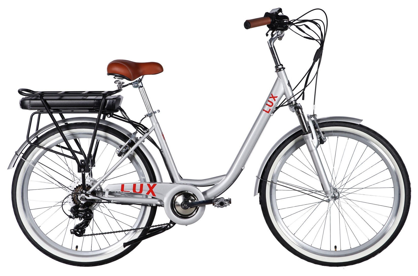 Велосипед з електроприводом 26" ST Dorozhnik eLUX Vbr FR рама-17" 36B 13А*г 500Вт срiблястий 2026 ELB-D-26-297