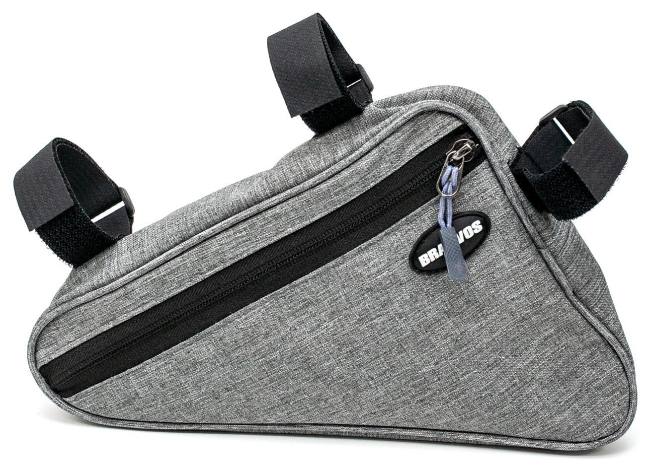 Велосумка треугольник на раму водоотталкивания. материал BRAVVOS F-089 серый AM (брендированная упаковка) BIB-025