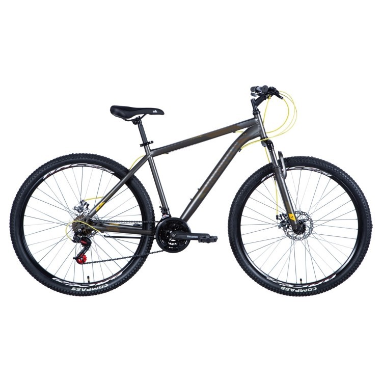 Велосипед 29" Discovery RIDER 2024 (темно-сріблястий з жовтим (м)) OPS-DIS-29-180