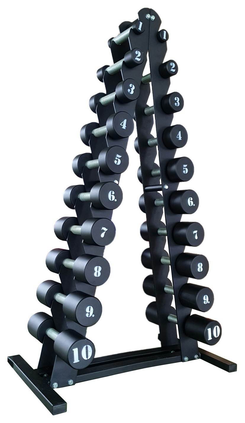 Гантельный ряд RN-Sport BLACK 1-10 кг со стойкой RNS_black-1.10