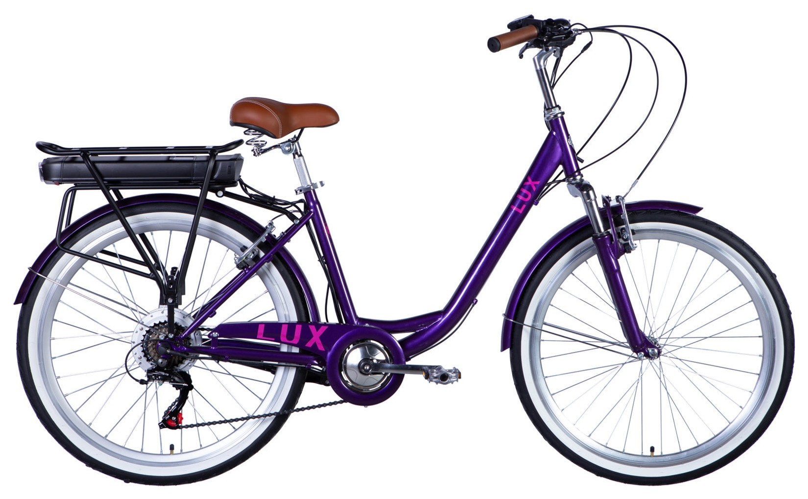 Велосипед з електроприводом 26" ST Dorozhnik eLUX Vbr FR рама-17" 36B 13А*г 500Вт сливовий (матовий) 2026 ELB-D-26-298