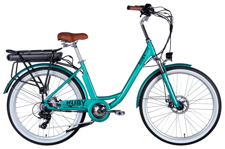 Велосипед з електроприводом 26" AL Dorozhnik eRUBY DD FR рама-17" 48B 12.5А*г 500Вт бірюзовий YS 2260 2025 крила, крило пер., крило зад., підніжка ELB-D-26-247