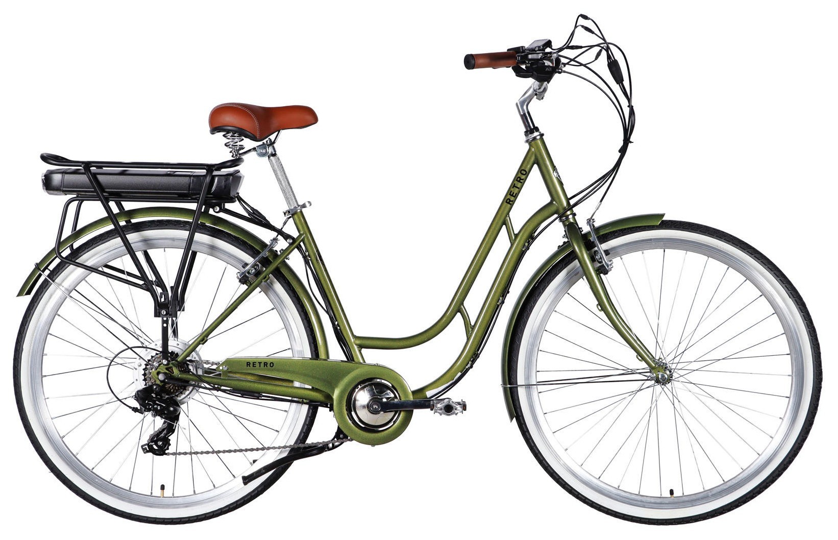 Велосипед з електроприводом 28" ST Dorozhnik eRETRO Vbr FR рама-19" 36B 13А*г 500Вт темно-зелений 2026 ELB-D-28-110