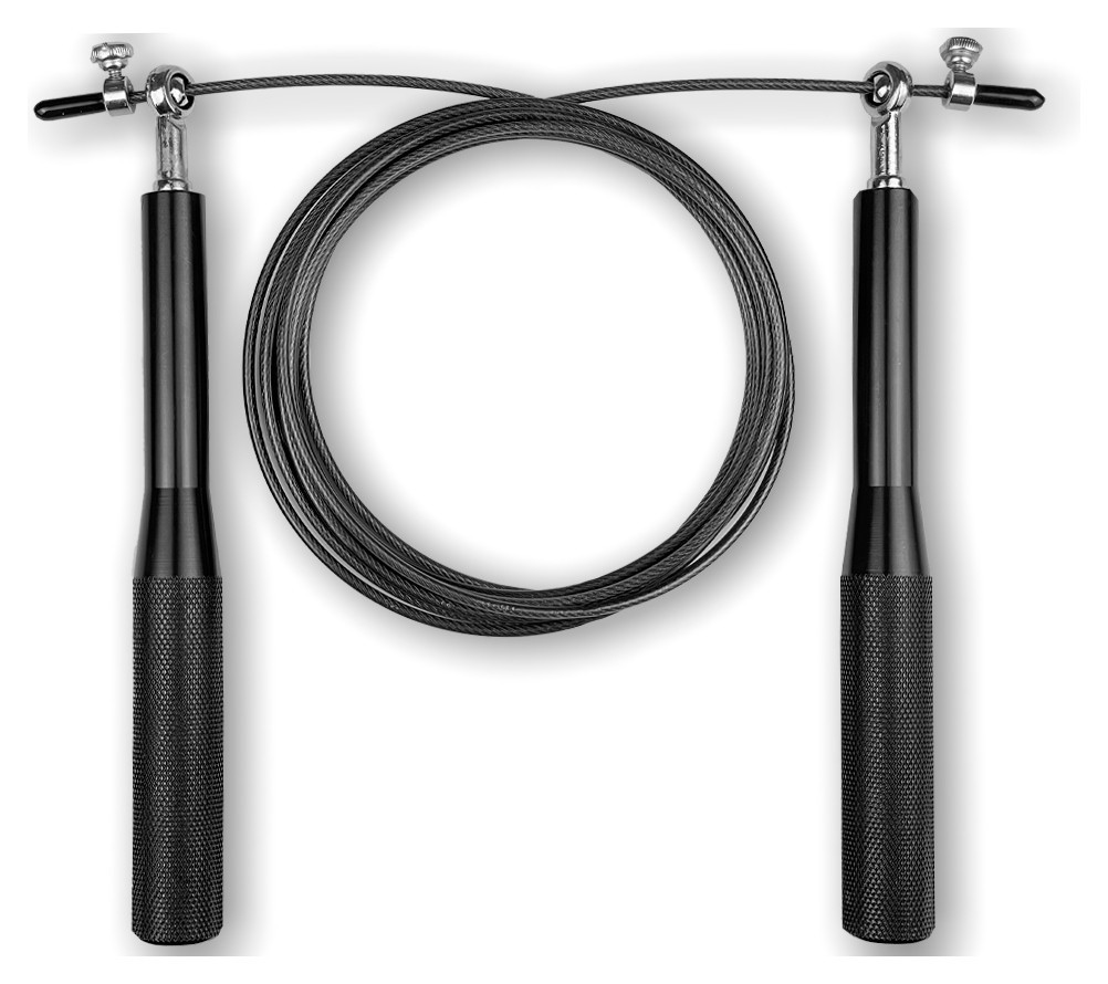 Скоростная скакалка EasyFit Aluminium со стальным тросом и алюминиевыми ручками черная EFIT_EF-1910-BK