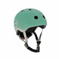 Шлем защитный детский Scoot and Ride с фонариком, серо-зеленый
