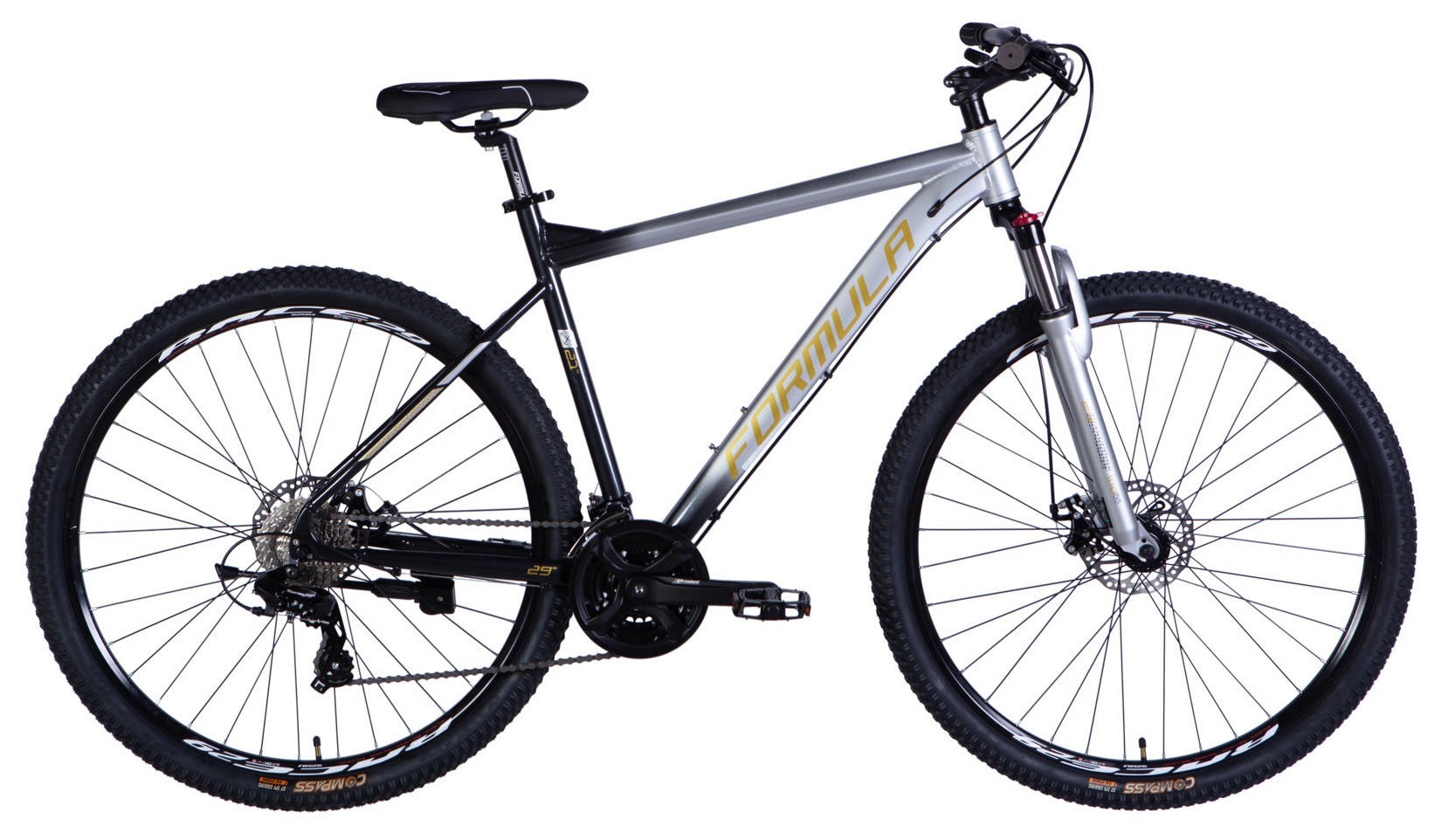 Велосипед AL 29" Formula F-1 DD CS рама-21" серебристо-черный 2026 OPS-FR-29-438