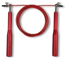 Скоростная скакалка EasyFit Aluminium со стальным тросом и алюминиевыми ручками красная