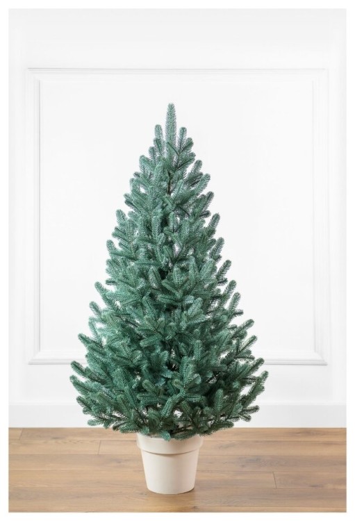 Елка литая "Венская" в горшке, голубая 3909211