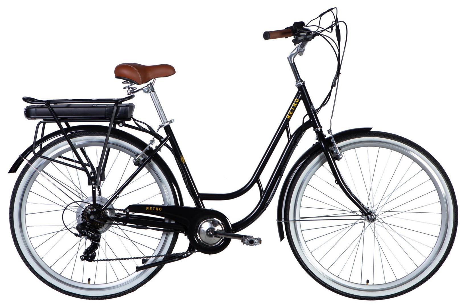 Велосипед з електроприводом 28" ST Dorozhnik eRETRO Vbr FR рама-19" 36B 13А*г 500Вт чорний 2026 ELB-D-28-113