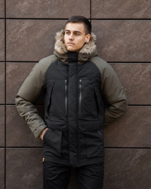 Парка мужская зимняя средняя на котоне с капюшоном Pobedov seniora udacha POB_00000007163