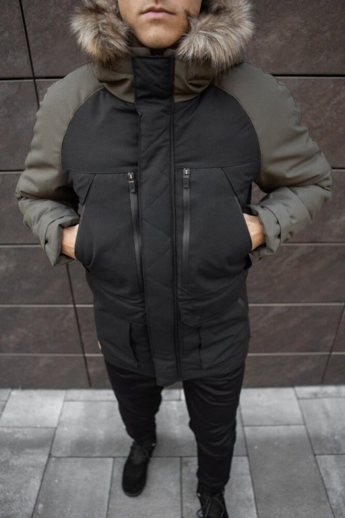 Парка мужская зимняя средняя на котоне с капюшоном Pobedov seniora udacha POB_00000007171