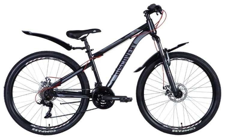 Велосипед ST 26" Discovery TREK AM DD рама- с крылом Pl 2024 (серый (м)) OPS-DIS-26-553