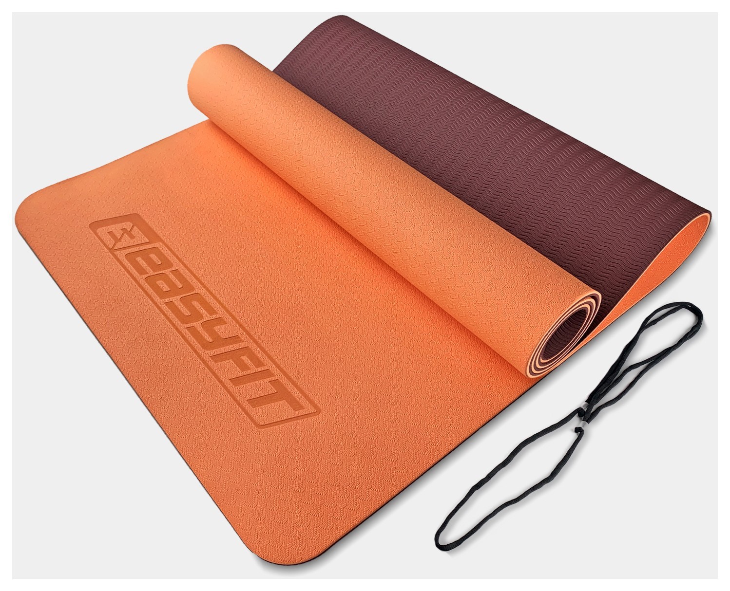 Килимок для йоги та фітнесу EasyFit TPE+TC 6 мм двошаровий персиковий-коричневий EFIT_EF-1924-PHBN