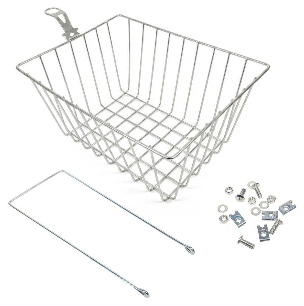 Корзина Сталь под болт и на рулевую колонку 24-28" 370*290*185 мм со стойкой 400L 25,4" CK-006S серебристый BSK-064