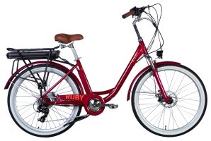 Велосипед з електроприводом 26" AL Dorozhnik eRUBY DD FR рама-17" 36B 13А*г 500Вт бордовий 2026