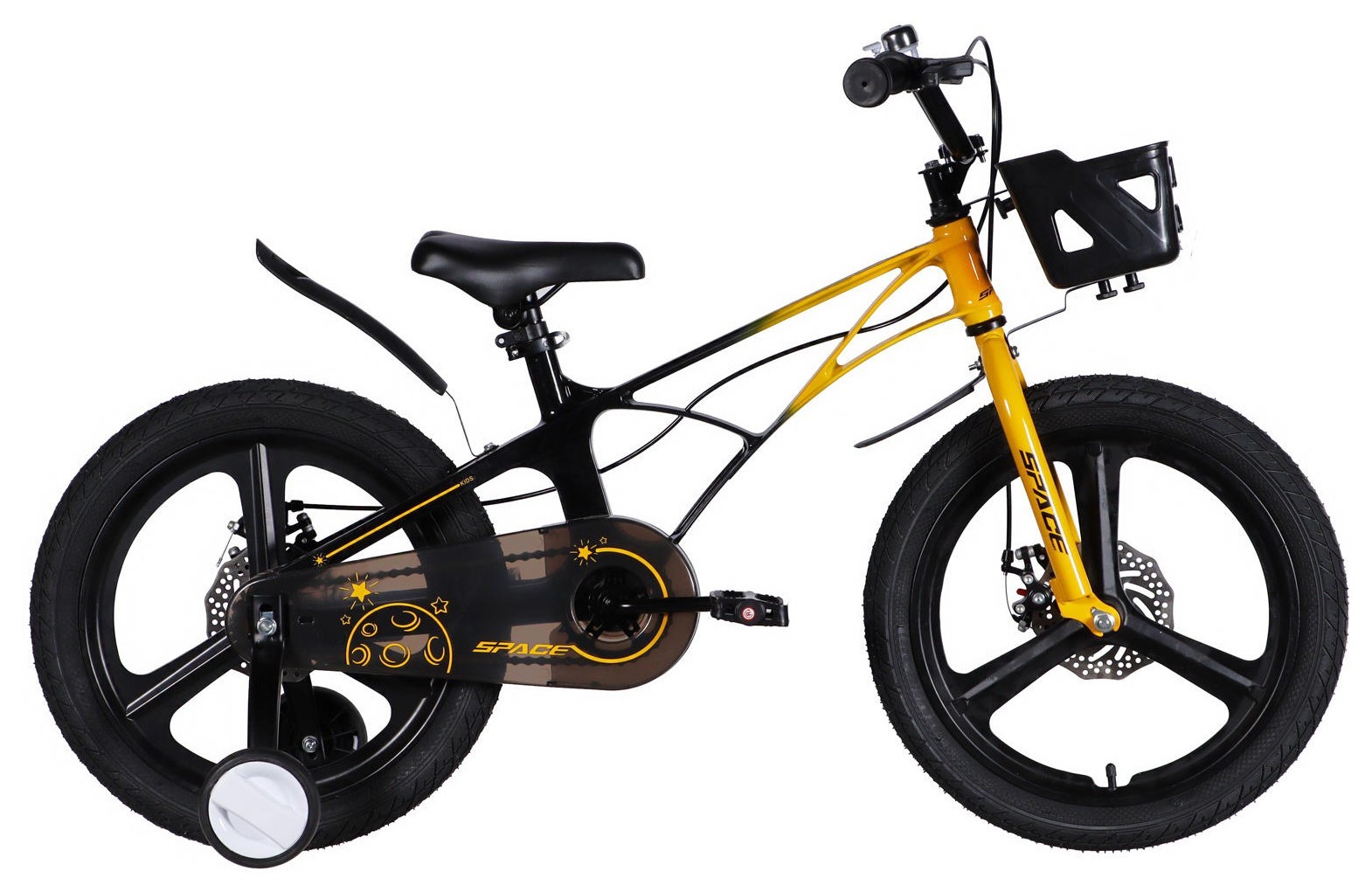 Велосипед уцененный MG 18" SPACE KID ANDROMEDA DD рама-10" желто-черный 2026 STK-SK-18-021