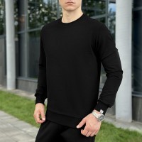 Світшот чоловічий однотонний чорний Pobedov 001