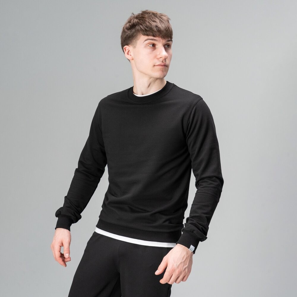 Світшот чоловічий однотонний чорний Pobedov 001 POB_00000000628