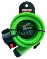 Замок BRAVVOS LOC-065-110 на ключі зі сталевим тросом 12mmX1500mm салатовий