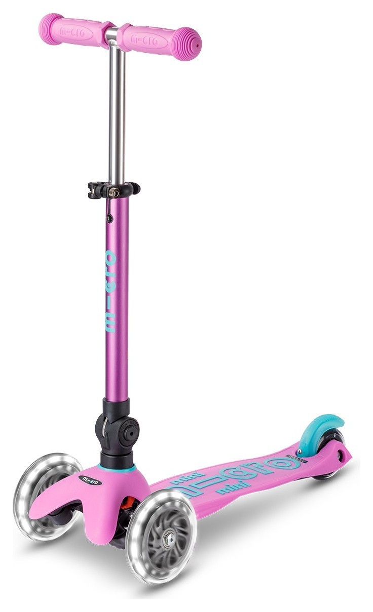 Самокат MICRO серії "Mini Deluxe Foldable LED" – ЛАВАНДОВИЙ (складаний, до 50 кг (kg), триколісний, світло) MMD398