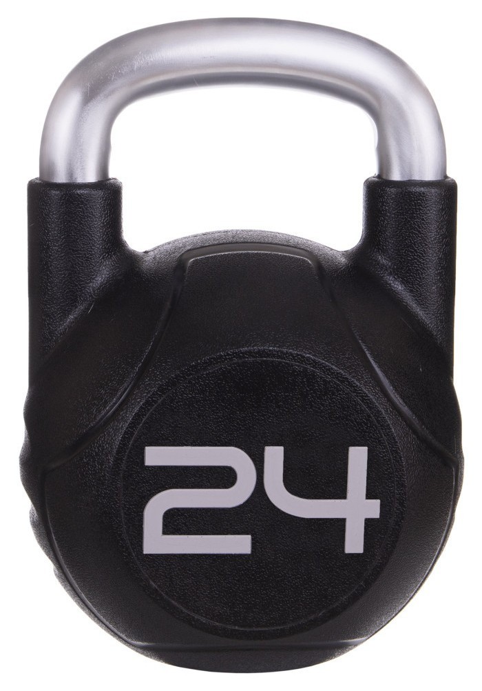Гиря цільна з поліуретановим покриттям та хромованою ручкою Zelart TA-2681-24 24кг (MD2220-24) (метал, PU, чорний) RNS_TA-2681-24