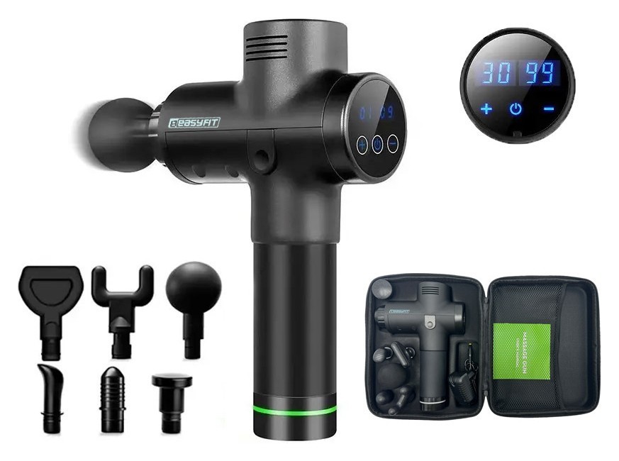 Массажный пистолет EasyFit Percussio (портативный перкуссионный вибромассажер для тела с 6 насадками) EFIT_EF-2073