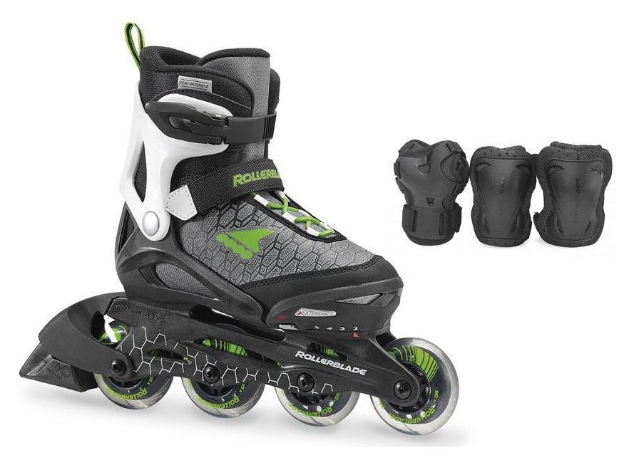 Комплект дитячий (роликові коньки, захист) Rollerblade COMBO 29-32 (185-210мм) Black/green (07848400 T83) RCH_11263