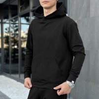 Чоловіче демісезонне худі з капюшоном чорне Pobedov 001