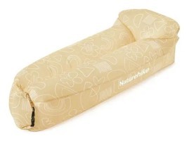 Матрац, ламзак надувний Naturehike NH20FCD06, 180х70х52 см, бежевий з принтом, має чохол-рюкзак