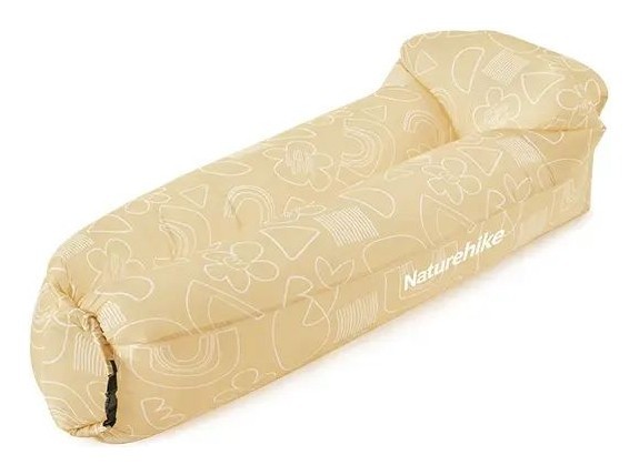 Матрац, ламзак надувний Naturehike NH20FCD06, 180х70х52 см, бежевий з принтом, має чохол-рюкзак FNR_6975641886792